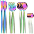 Ljojo 16-Piece Stainless Steel Cutlery Set in Black Gold Mirror Finish