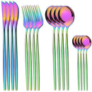 Ljojo 16-Piece Stainless Steel Cutlery Set in Black Gold Mirror Finish