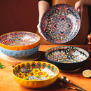 Ljojo 10-Inch Ceramic Bohemian Soup Bowl for Household Dining and Serving