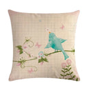 Blue Flower Bird Branch Pattern Cushion Set by Ljojo - Square Pillowcase Home Decoration