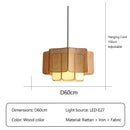 Ljojo Japanese Rattan Fabric Chandelier LED Pendant Light Retro Art Indoor Home Decor