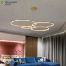 Nordic LED Pendant Light Golden Ring Chandelier for Living Room by Ljojo