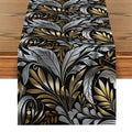 Ljojo Metallic Texture Floral Branches Table Runner for Dining & Dresser Decor