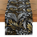 Ljojo Metallic Texture Floral Branches Table Runner for Dining & Dresser Decor