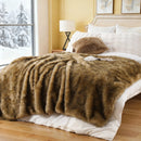 Ljojo Luxury Faux Fur Throw Blanket King Size Plaid Throws Soft & Fluffy