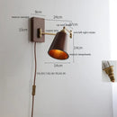 Ljojo LED Walnut Ash Wood Wall Sconce with Pull Chain Switch