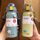 Ljojo 21oz Stainless Steel Water Bottle with Straw and Strap