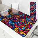 Kitchen Draining Mat Geometric Figures Quick Dry Bathroom Drain Pad by Ljojo
