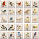 Birds Painting Cushion Cover - Ljojo Collection: Robin, Titmouse, Toucan, Sparrow, Firecrest, Cardinal, Bullfinch