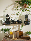 Ljojo™ Black Cat Star Crystal Shelf: Boho Wooden Wall Decor Ledge