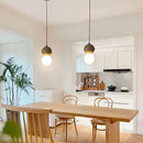 Travertine Pendant Lamp Stone Chandelier with Glass Ball - Luxurious Hanging Light for Bedroom by Ljojo