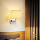 LED Wall Lamp Round Fabric Lampshade With 3W Spotlight Reading Light Sconce by Ljojo