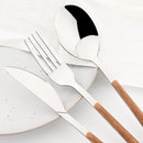 Ljojo 24Pcs Stainless Steel Flatware Set with Imitation Wooden Handle | Western Cutlery Tableware
