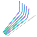 Ljojo Metal Drinking Straws Set - Eco-friendly Stainless Steel, 6pcs Bent Reusable Straw Kit