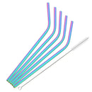 Ljojo Metal Drinking Straws Set - Eco-friendly Stainless Steel, 6pcs Bent Reusable Straw Kit