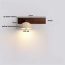Ljojo LED Wall Light Indoor Up Down Rotate Yellow Travertine Wood Reading Lamp