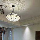French Medieval Retro Drum Shape Pendant Lights Fabric Chandeliers by Ljojo - Elegant Living Room Lighting