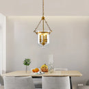 Ljojo Rustic Industrial Pendant Light with Glass Drum for Restaurant Aisle and Entrance