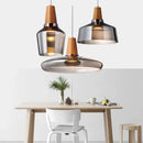 Modern Pendant Light Led Glass Lampshade Wooden Hanging Suspension American Retro Bar Table Gray Nordic Dining Loft Decor Lamp by Ljojo