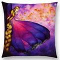 Cute Cat Moon Night Wonderland Witch Halloween Dance Pillow Cover by Ljojo