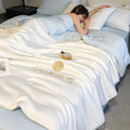 Ljojo Luxury Embroidery Summer Blanket - Lightweight Cooling Quilt - Soft Skin-friendly Comforter
