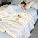 Ljojo Luxury Embroidery Summer Blanket - Lightweight Cooling Quilt - Soft Skin-friendly Comforter