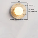 Ljojo LED Wall Light White Glass Wood Yellow Travertine Japan Style