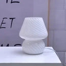 Glass LED Desk Light Mushroom Table Lamp Ljojo Korean Style Striped Bedside Lamp