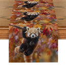 Autumn Red Panda Maple Leaf Table Runner by Ljojo: Festive Dining Decor
