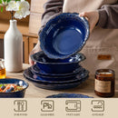 Ljojo 16-Piece Blue Relief Reactive Glaze Ceramic Dinnerware Set