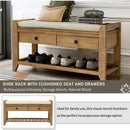 Ljojo™ Entry Shoe Bench with Cushioned Seat, 2 Drawers & Slatted Shelf