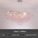 LED Pink Crystal Chandelier Water Drop Ceiling Lamp - Nordic Hot Sales - Ljojo
