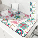 Flamingos Square Dry Mat: Ljojo Absorbent & Anti-slip Cup Drainer