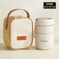 Ljojo Double-Layer Stainless Steel Thermal Lunch Box with Spoon and Bag