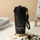Ljojo 500ml Stainless Steel Vacuum Insulated Coffee Cup Straw Mug