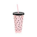 Ljojo 24oz Bow Plastic Water Cup with Straw Lid - Portable Drinkware for Sports, Camping, Party