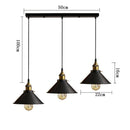 Ljojo 3-Head Industrial Pendant Chandelier for Kitchen, Bedroom, Home - Black/White