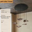 Ljojo Walnut Color Leaf Multi-head Chandelier Retro Style for Living Room & Restaurant