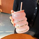 Ljojo 520ml Glass Tumbler with Silicone Lid and Straw for Beverages