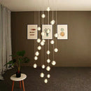 Ljojo Long Chandelier Glass Crystal Staircase Lamp for Living Room Dining Room Decor