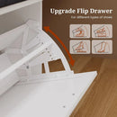 Ljojo™ Rustic Storage Bench with Lift Top Drawers, Cushioned Seat, Shoe Rack