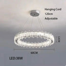 Ljojo LED Crystal Ceiling Lamp Modern Square Dimmable Dining Room Fixture
