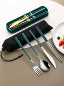 Ljojo 4-Piece Portable Travel Cutlery Set with Box