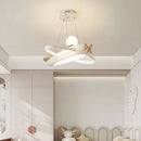 Ljojo Modern Airplane Pendant Lamp for Kids Boy Bedroom Blue Cream Chandelier