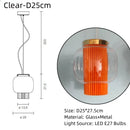 Ljojo Minimalist Glass Pendant Lamp Retro LED Hanging Light Fixture for Restaurant and Living Room