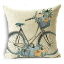 Big Blue Pumpkin Bike White Pillowcase Set for Home Decor - Ljojo