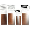 Ljojo 30Pcs Stainless Steel Cutlery Set with Imitation Wood Handle