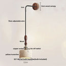 Ljojo LED Wall Sconce Light Fixture Yellow Travertine Stone Wood Nordic Design