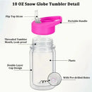 Ljojo 10oz Double Layer Plastic Snowball Cup with Lid, Straw - Set of 4