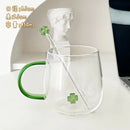 Ljojo 450ml Heat Resistant Glass Coffee Mug with Stirring Stick